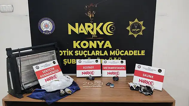 Konya'da elektrikli ısıtıcının içinde uyuşturucu ele geçirildi
