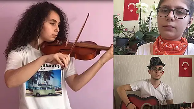 Konya'da Fen Lisesi öğrencileri sağlık çalışanlarına destek için şarkı seslendirdi