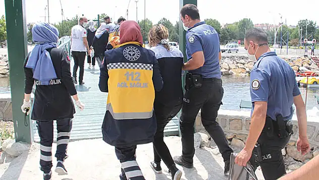 Konya'da göle atlayan kadını suya giren polisler kurtardı