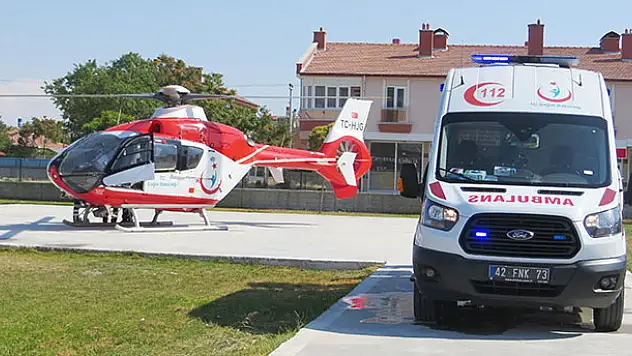 Konya'da hava ambulansı 15 günlük Yiğit için havalandı