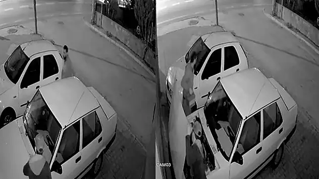 Konya'da hırsızlık! Aracın kaputunu kırıp 40 saniyede akü çaldılar