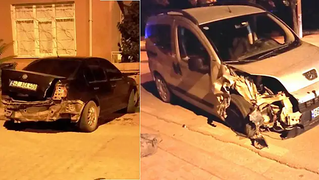 Konya'da iki otomobilin çarpıştığı trafik kazası ucuz atlatıldı
