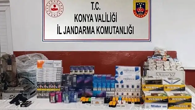 Konya'da jandarmadan kaçak tütün ve sigara operasyonu
