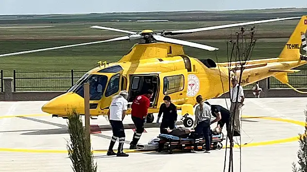 Konya'da kalp krizi geçiren hasta için helikopter ambulans havalandı
