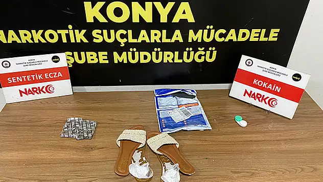 Konya'da kargoyla gelen terliğin tabanında uyuşturucu ele geçirildi: 1 kişi gözaltına alındı

