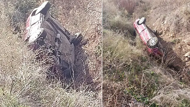 Konya'da kontrolden çıkan otomobil kanala devrildi: 1 yaralı
