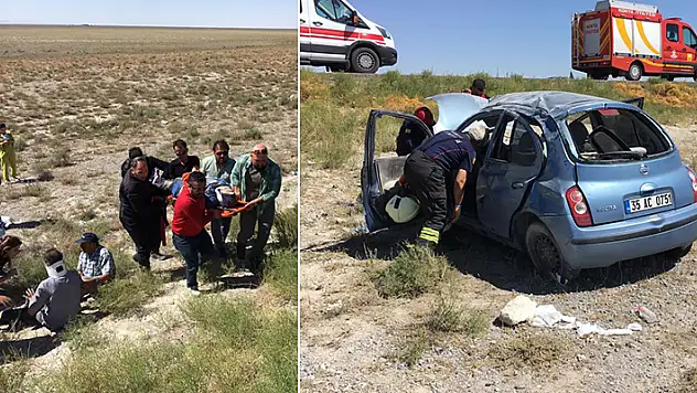 Konya'da kontrolden çıkan otomobil takla attı: 5 kişi ölümden döndü
