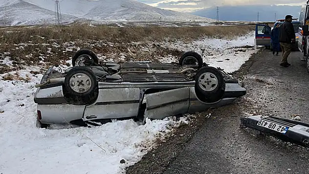 Konya'da kontrolden çıkan otomobil takla attı