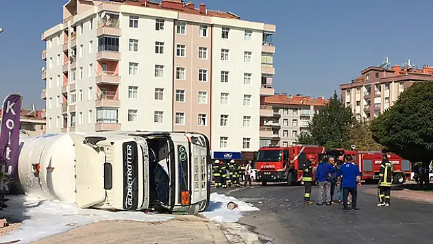 Konya'da LPG yüklü tanker devrildi