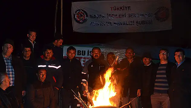 Konya'da maden işçilerinin eylemi sürüyor