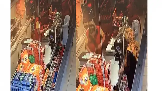 Konya'da marketten tırnakçılık yöntemiyle hırsızlık yapan kadın kamerada