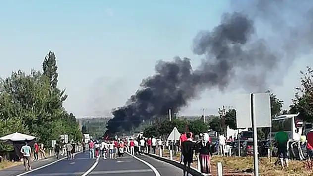 Konya'da mühimmat taşıyan kamyonda yangın