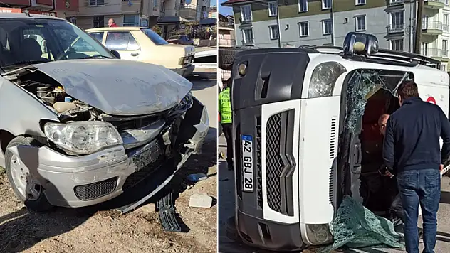 Konya'da öğrenci servisi ile otomobil çarpıştı: 6 yaralı
