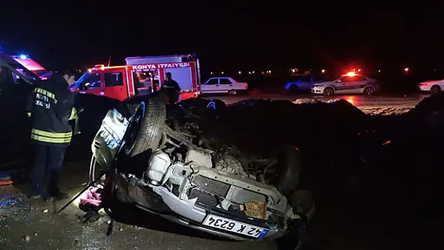 Konya'da otomobil şarampole devrildi: 1 kişi öldü, 2 kişi yaralandı