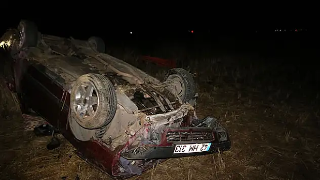 Konya'da otomobil şarampole devrildi: 1 ölü, 3 yaralı