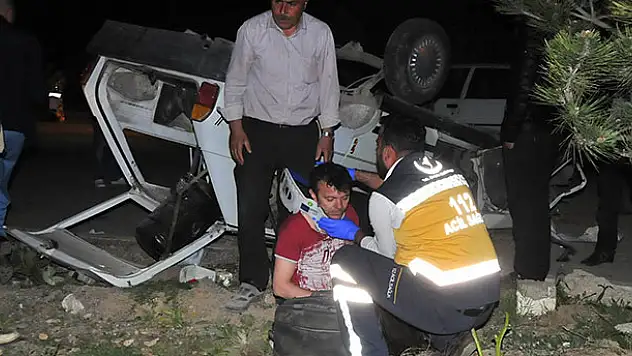 Konya'da otomobil takla attı: 3 yaralı
