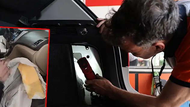 Konya'da pes dedirten görüntü otomobilin airbaginden sünger çıktı
