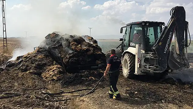 Konya'da saman yüklü kamyon yandı