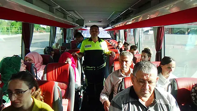 Konya'da şehirlerarası otobüslerde emniyet kemeri denetimi