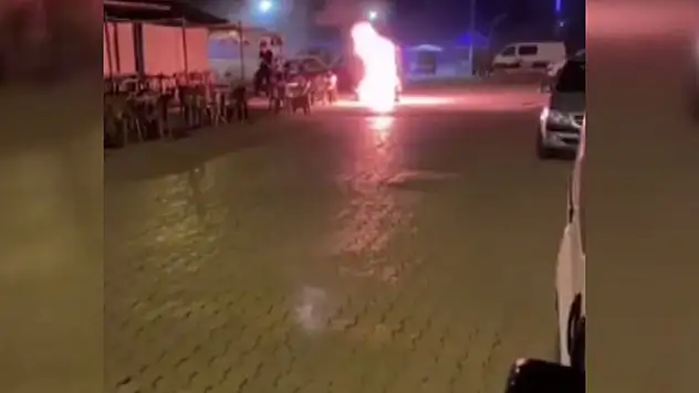 Konya'da seyir halindeki motosiklet yandı
