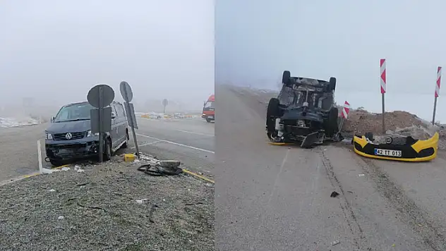 Konya'da sis kazaları beraberinde getirdi! 2 ayrı kazada 4 yaralı