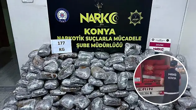 Konya'da soğan yüklü tırdan 177 kilogram uyuşturucu madde çıktı
