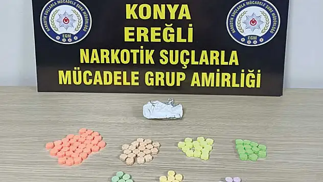 Konya'da şüpheli araçtan uyuşturucu çıktı