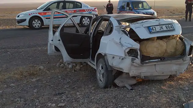 Konya'da takla atan otomobilin sürücüsü yaralandı