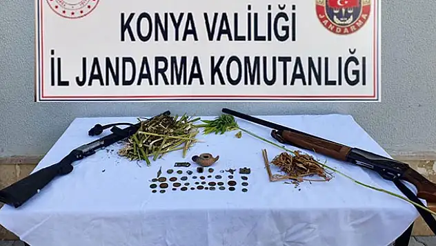 Konya'da tarihi eser ve uyuşturucu operasyonu