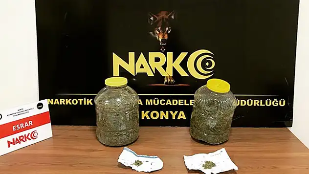 Konya'da uyuşturucu operasyonunda 1 kilo 790 gram esrar ele geçirildi