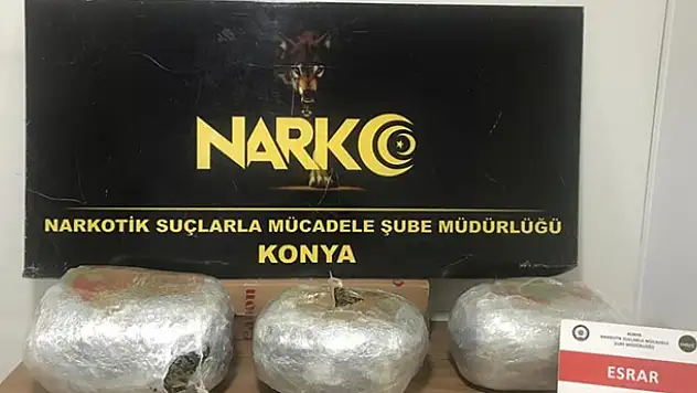 Konya'da uyuşturucu operasyonunda 12 kilo 750 gram kubar esrar ele geçirildi