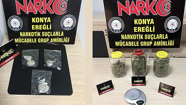 Konya'da uyuşturucu operasyonunda 3 zanlı tutuklandı