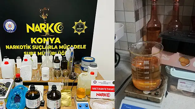 Konya'da uyuşturucu operasyonunda biri kimyager 2 şüpheli yakalandı

