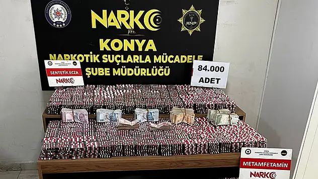 Konya'da uyuşturucu taciri çift 33 bin adet uyuşturucu hap ile yakalandı