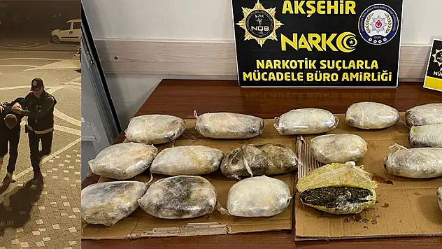 Konya'da valizinde 11 kilogram esrar bulunan zanlı tutuklandı
