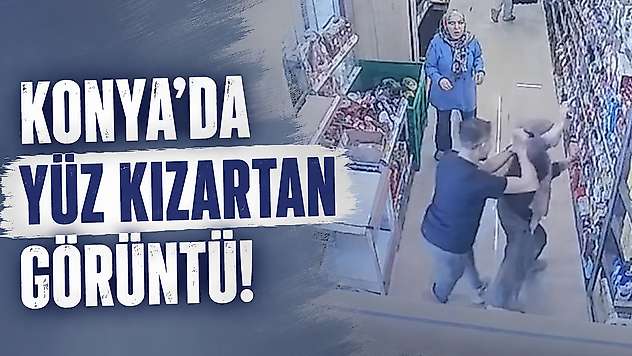 Konya'da yüz kızartan görüntü! Marketteki kadın çalışana çirkin saldırı