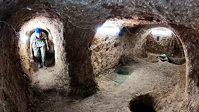 Konya'daki Antik Sarayini yer altı şehrinin keşfedilen alanı 20 bin metrekareye ulaştı
