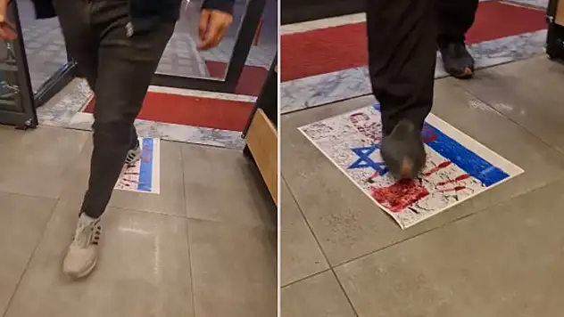 Konya'daki bu restoranda İsrail protesto ediliyor: Mehter Marşı ile karşılanan konuklar, İsrail bayrağına basarak içeriye giriyor