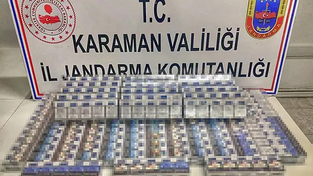 Konya'dan Karaman'a götürülen kaçak sigaralar jandarmaya takıldı
