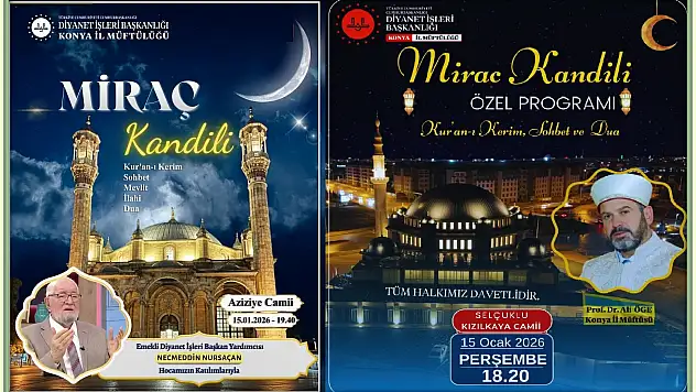 Konya'da, Miraç Kandili dolu dolu yaşanacak
