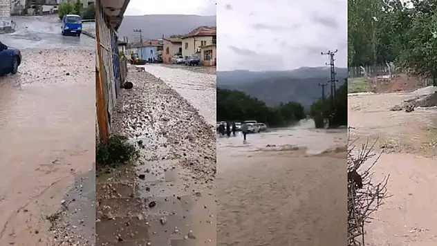 Konya'nın Halkapınar ilçesinde etkili sağanak sele neden oldu! Kara yolunda ulaşım durdu
