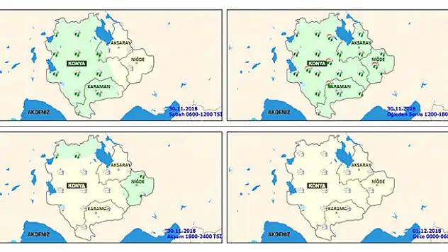 Konya ve 9 ilçesinde kuvvetli yağış bekleniyor