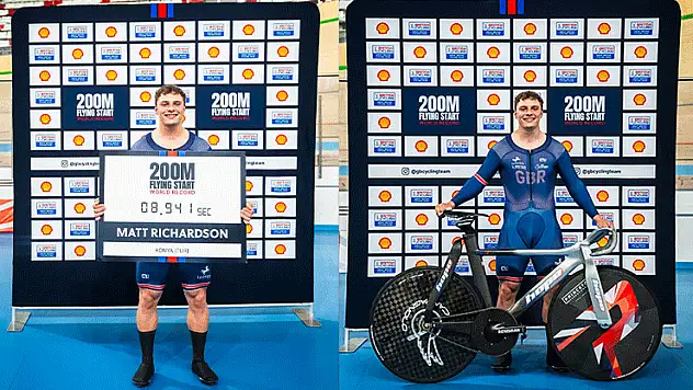 Konya Veledromu'nda yarışan Matt Richardson'dan tarihi rekor