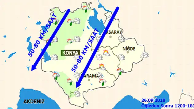 Konya'ya kuvvetli fırtına uyarısı!