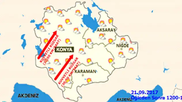 Konya'ya kuvvetli rüzgar uyarısı!