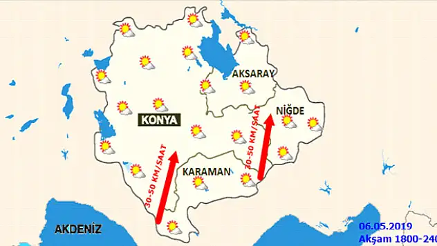 Konya'ya kuvvetli rüzgar uyarısı