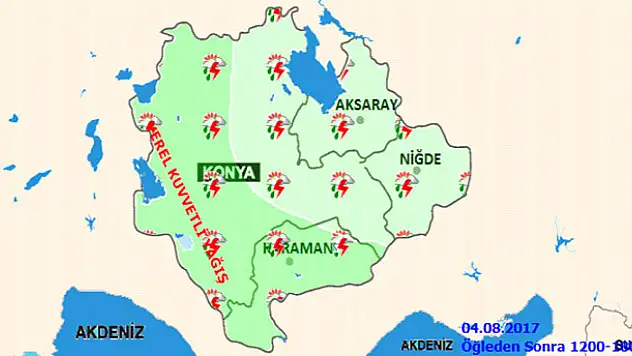 Konya'ya kuvvetli yağış uyarısı