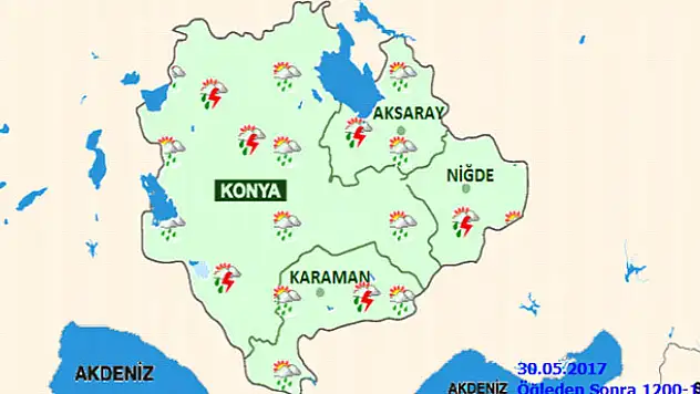 Konya'ya sağanak yağmur uyarısı