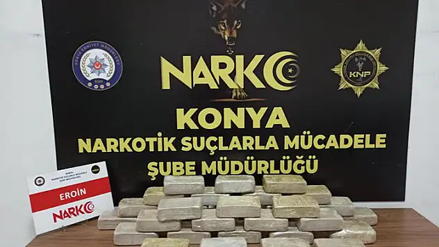 Konya'da 16 kilo 820 gram eroin ele geçirildi
