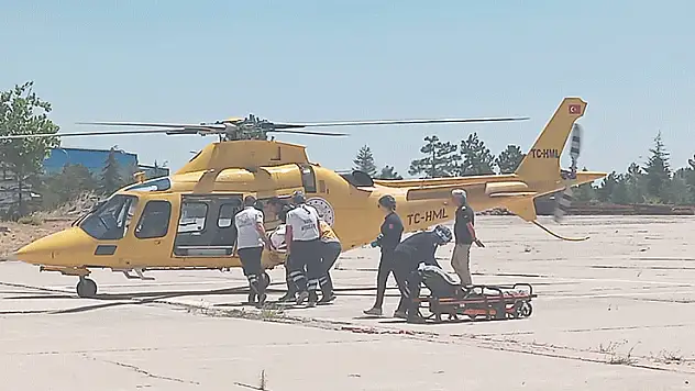 Konya'da ambulans helikopter kalp krizi geçiren hasta için havalandı